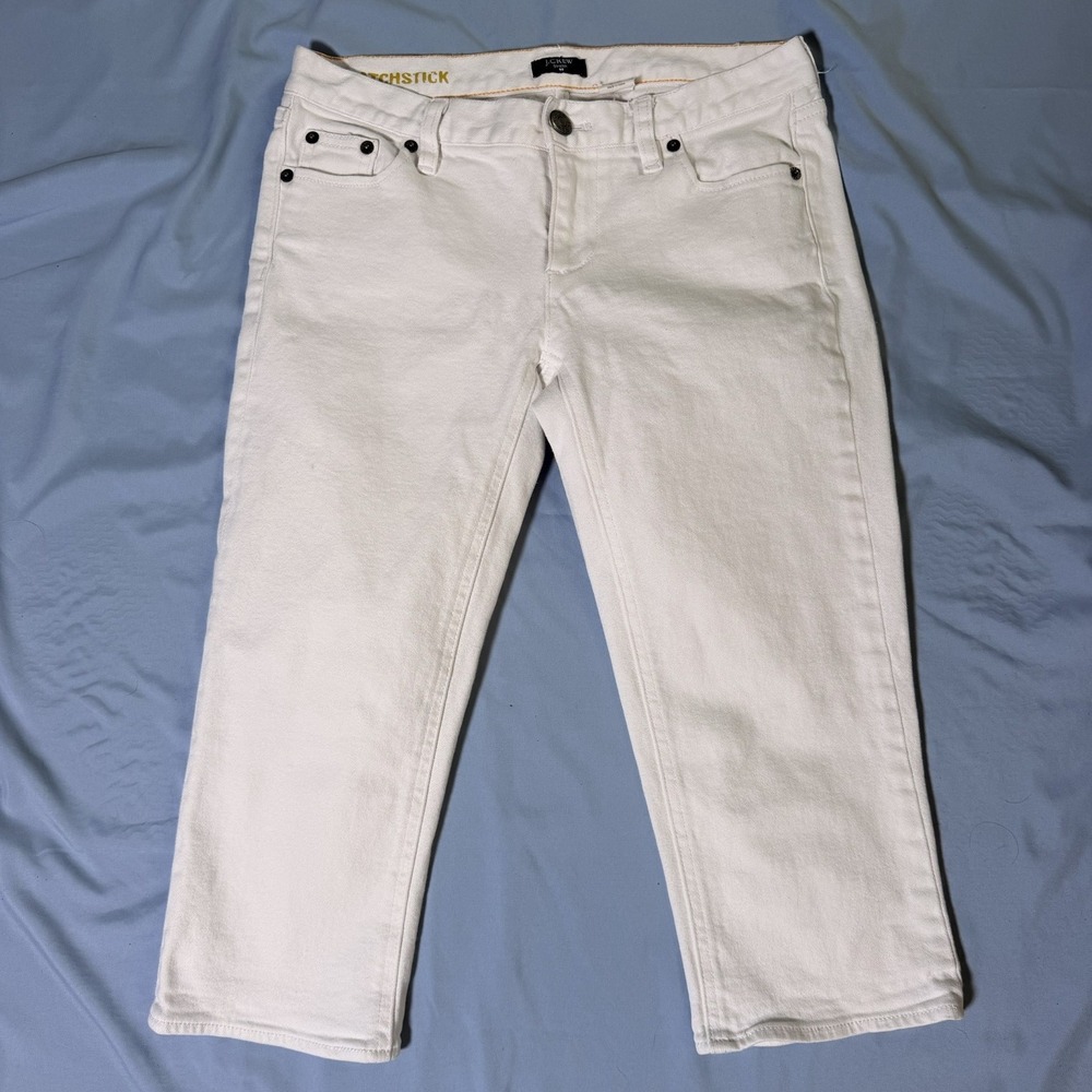 J.Crew White Straight Leg Jeans Womens Stretch Denim | Culottes Size 28 Waste